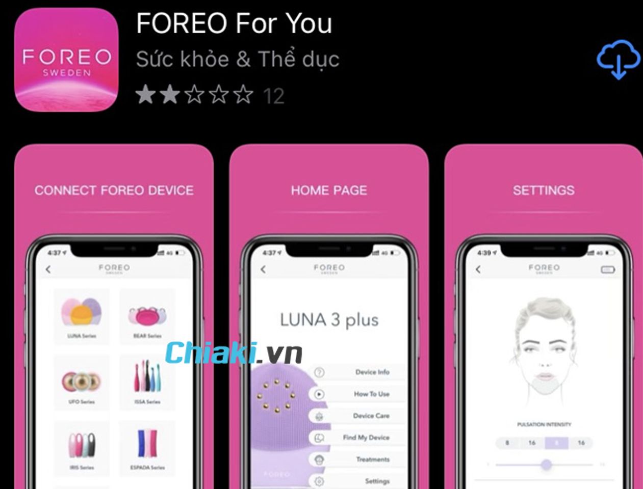 Tải app Foreo tr&ecirc;n điện thoại th&ocirc;ng minh
