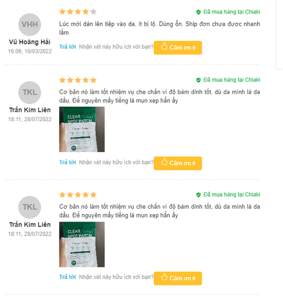 Đ&aacute;nh gi&aacute; miếng d&aacute;n mụn Some By Mi từ người d&ugrave;ng