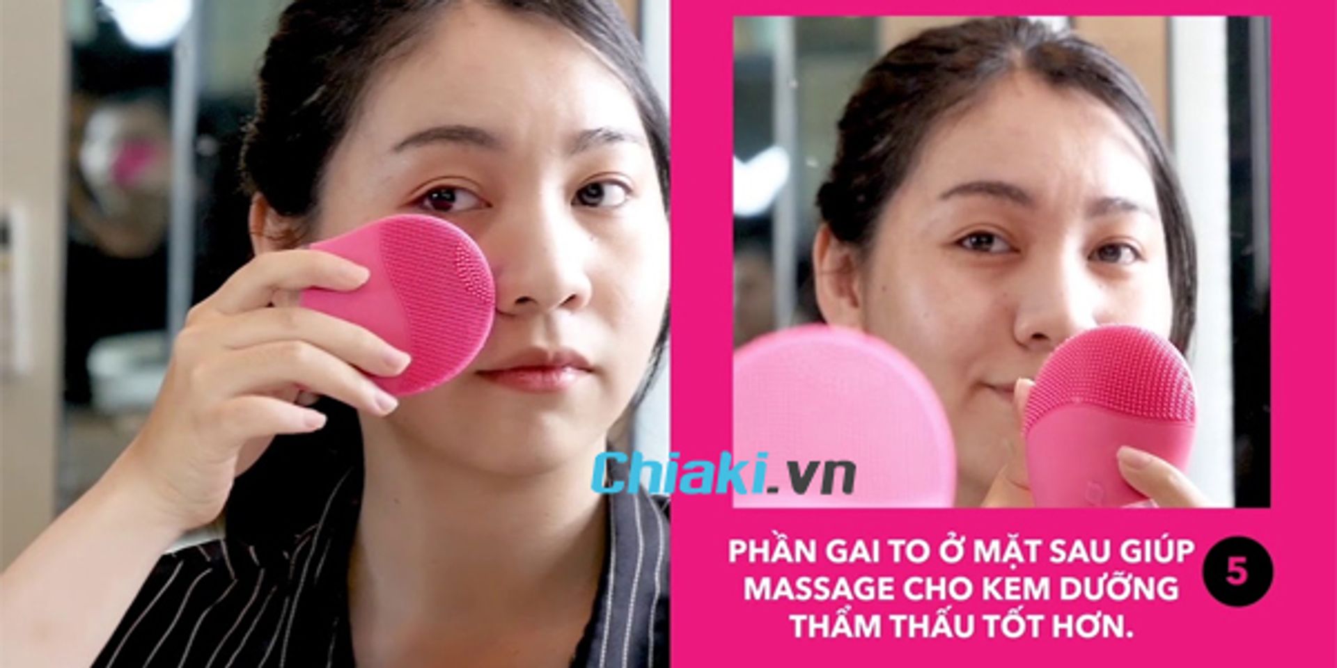 Massage da mặt với m&aacute;y rửa sạch da mặt Halio