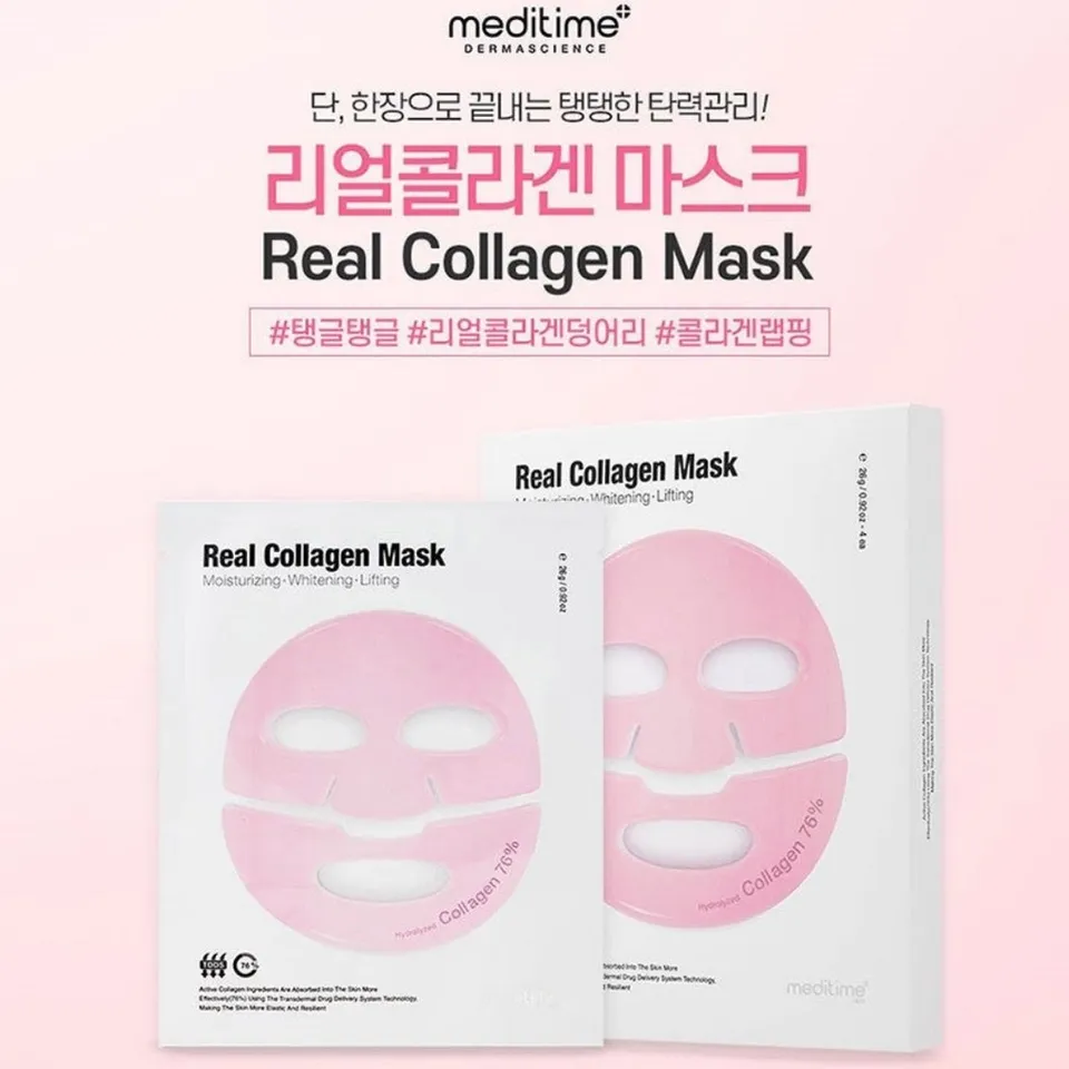 Mặt nạ thạch hỗ trợ dưỡng ẩm, sáng da Meditime Real Collagen Mask
