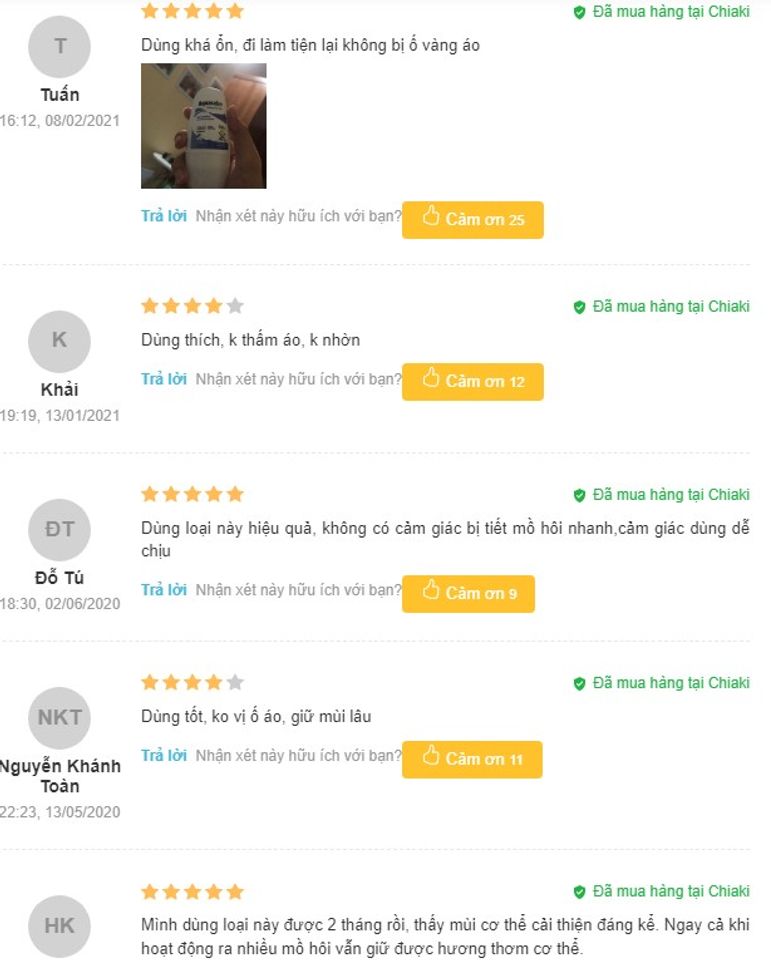 Review Lăn khử m&ugrave;i Aquaselin nam từ người mua