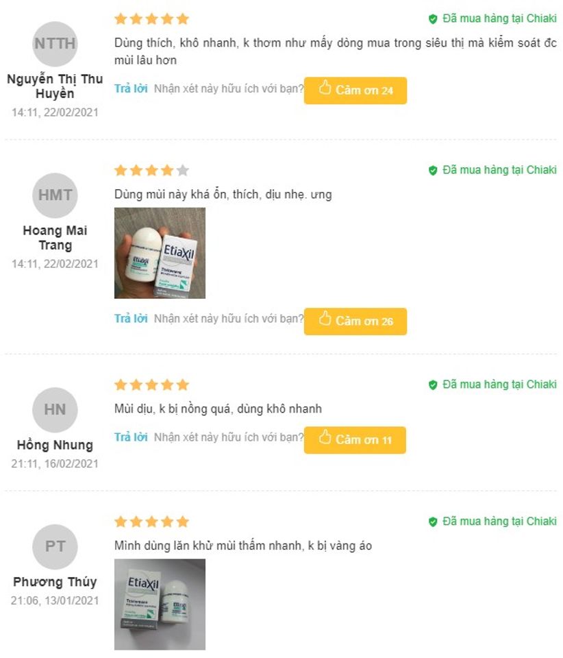 Review Lăn khử m&ugrave;i nam Etiaxil từ kh&aacute;ch h&agrave;ng 