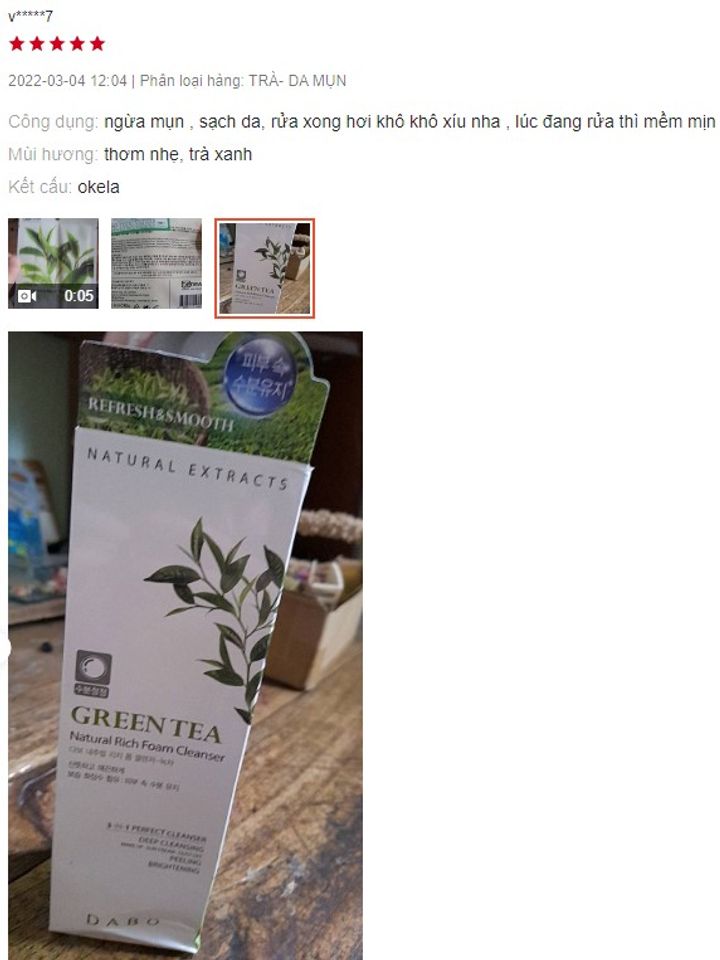 Review sữa rửa mặt Green Tea Hàn Quốc từ người dùng