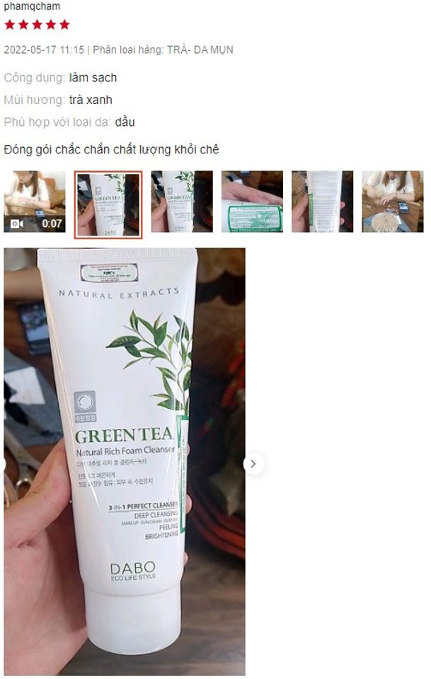 Review sữa rửa mặt Green Tea Hàn Quốc từ người mua
