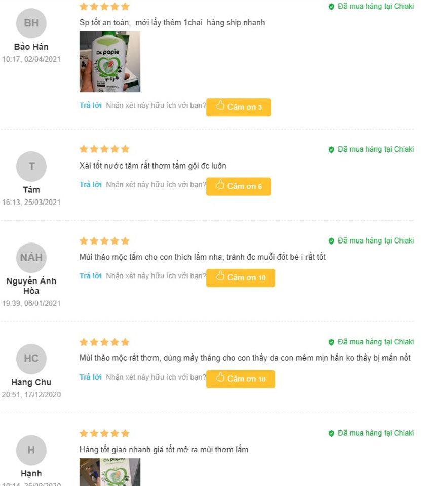 Review Sữa tắm cho b&eacute; vi&ecirc;m da cơ địa Dr.Papie