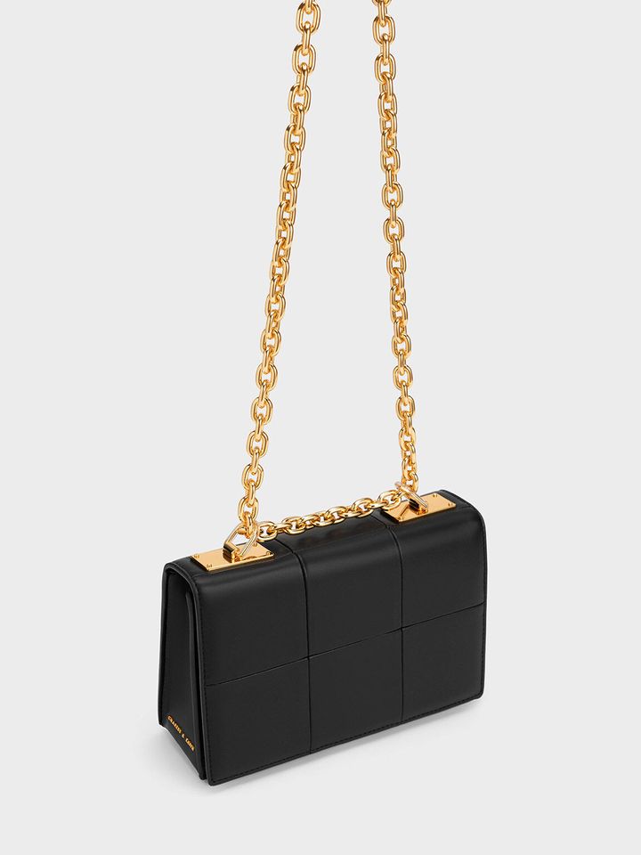 Túi xách Charles & Keith Georgette Chain Handle Bag CK2-80782007 Black kiểu dáng thanh lịch
