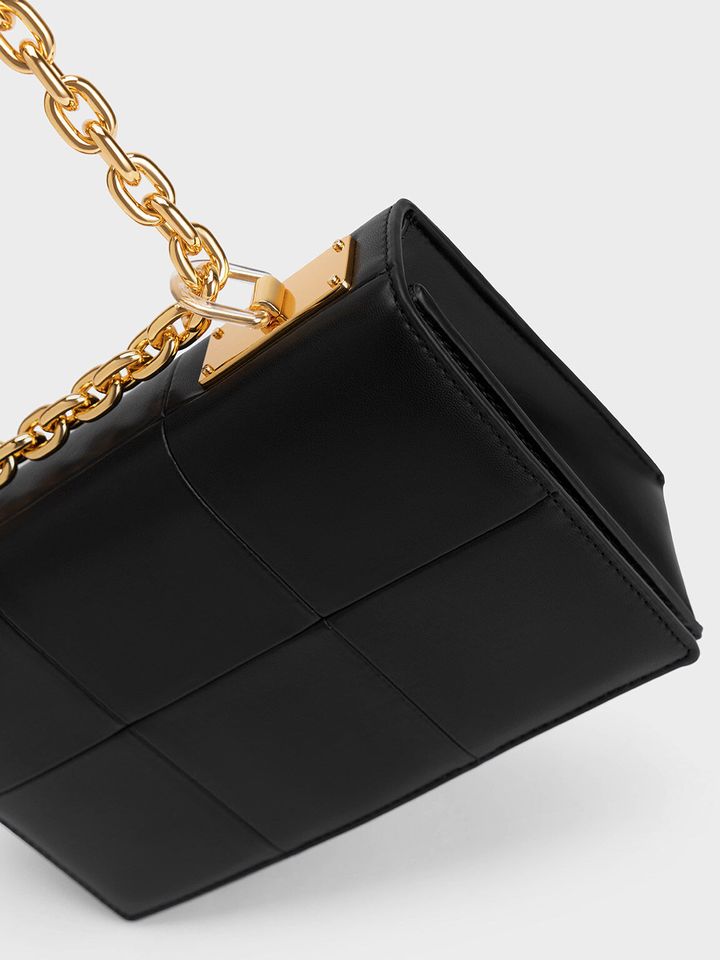 Túi xách Charles & Keith Georgette Chain Handle Bag CK2-80782007 Black kiểu dáng thanh lịch