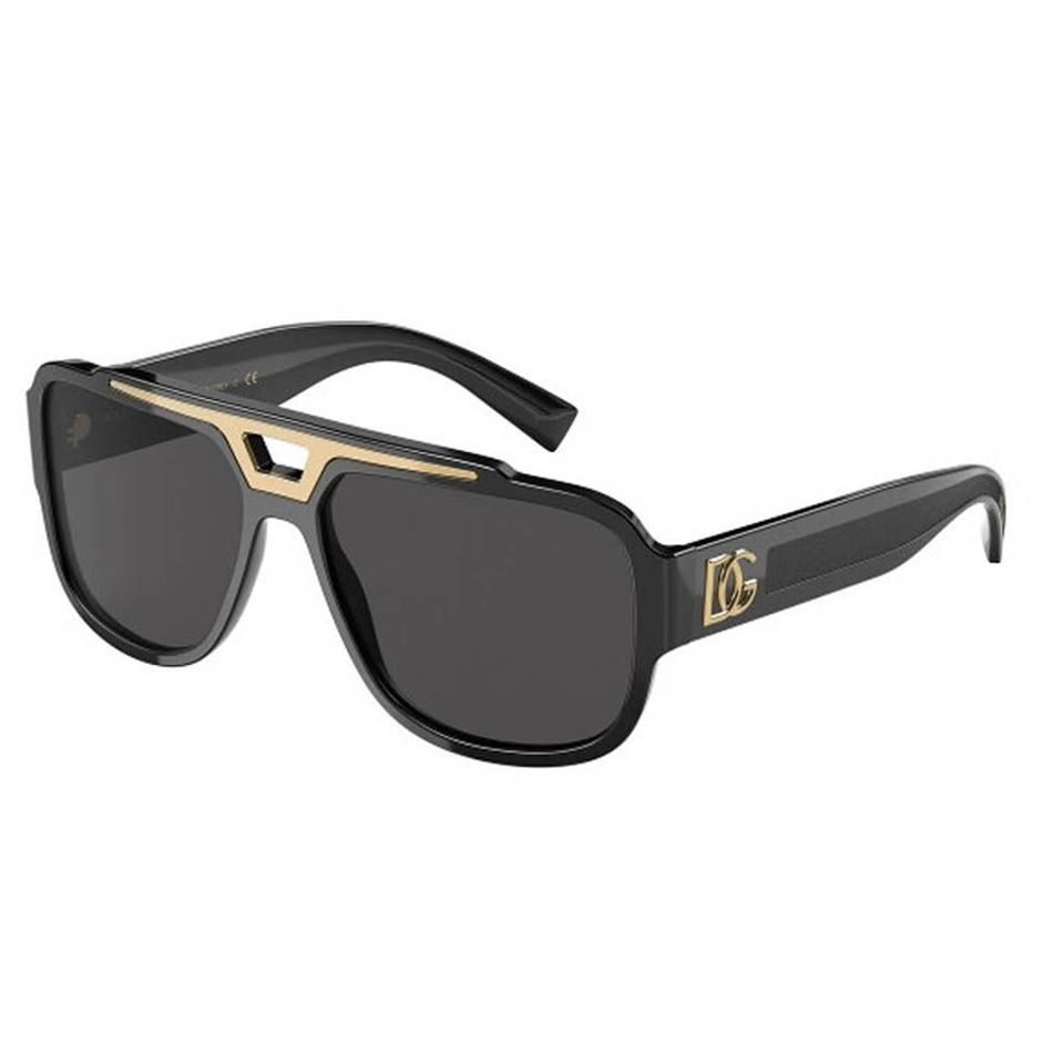 Kính mát nam Dolce & Gabbana DG4389-501/87 Black Dark Grey Lens Sunglasses