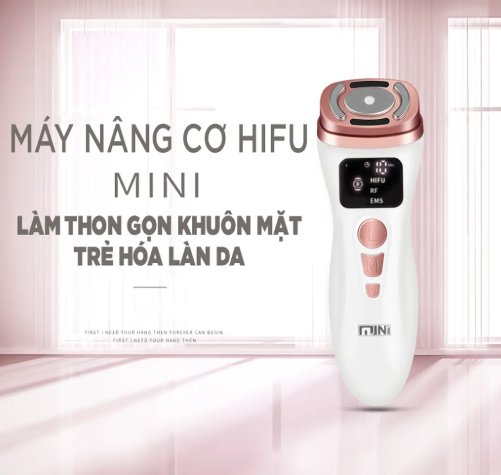 Máy massage nâng cơ mặt Hifu mini công nghệ siêu âm, sóng RF, xung điện EMS
