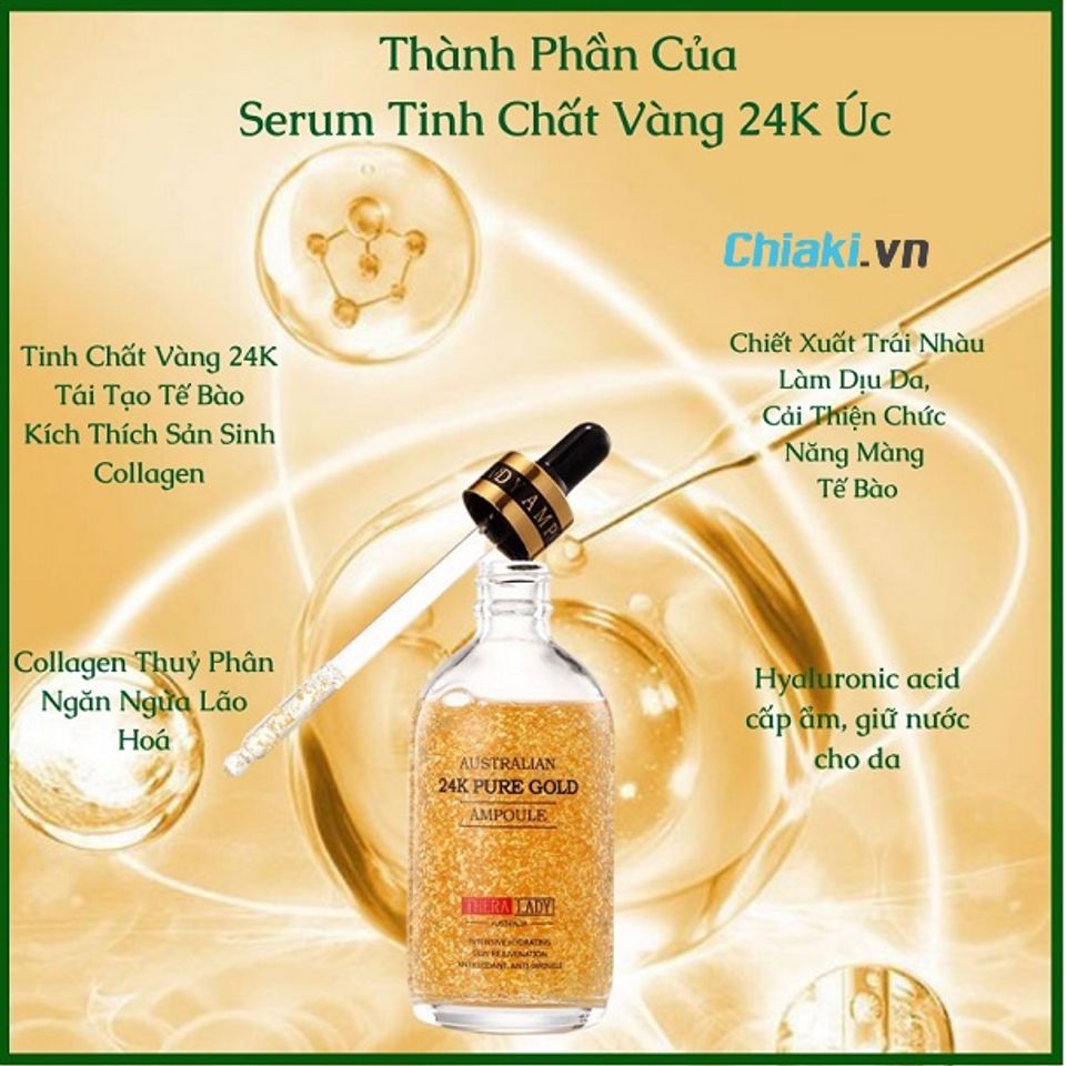 Th&agrave;nh phần tinh chất v&agrave;ng 24k &Uacute;c