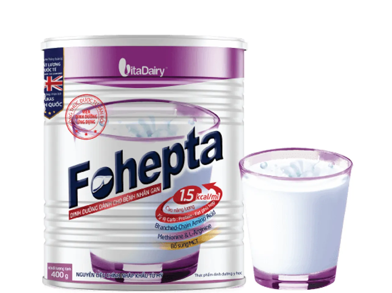 Sữa Fohepta chứa hàm lượng hợp lý gồm 25 vitamin và khoáng chất