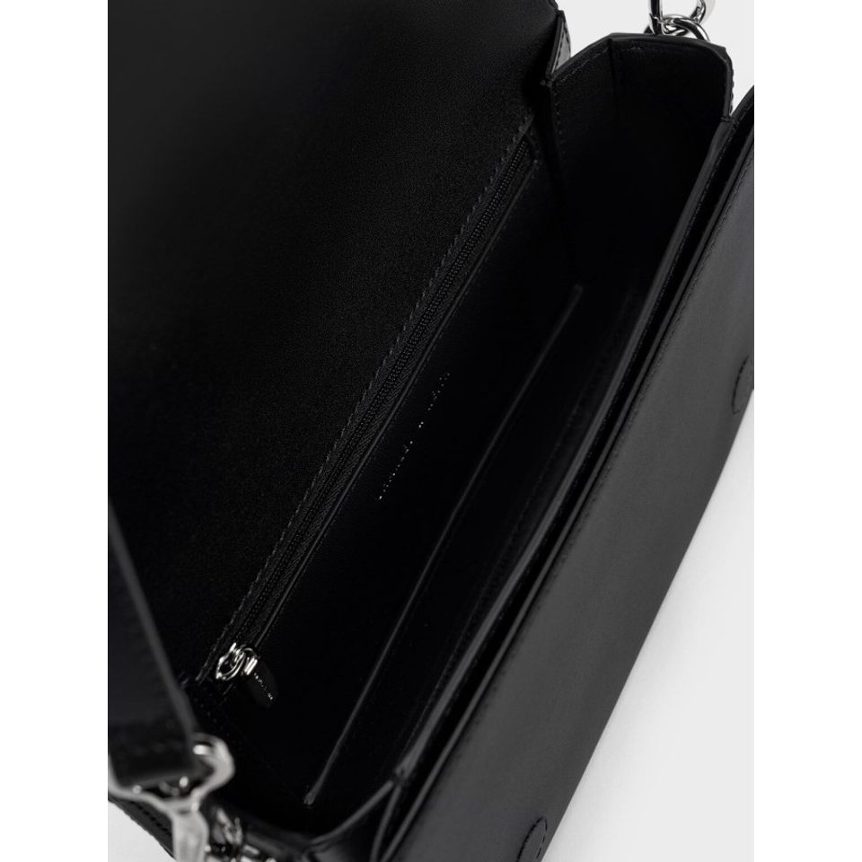 Túi xách Charles & Keith Crystal-Embellished Chain Strap Bag CK2-20781936 Black kiểu dáng thời trang, sành điệu