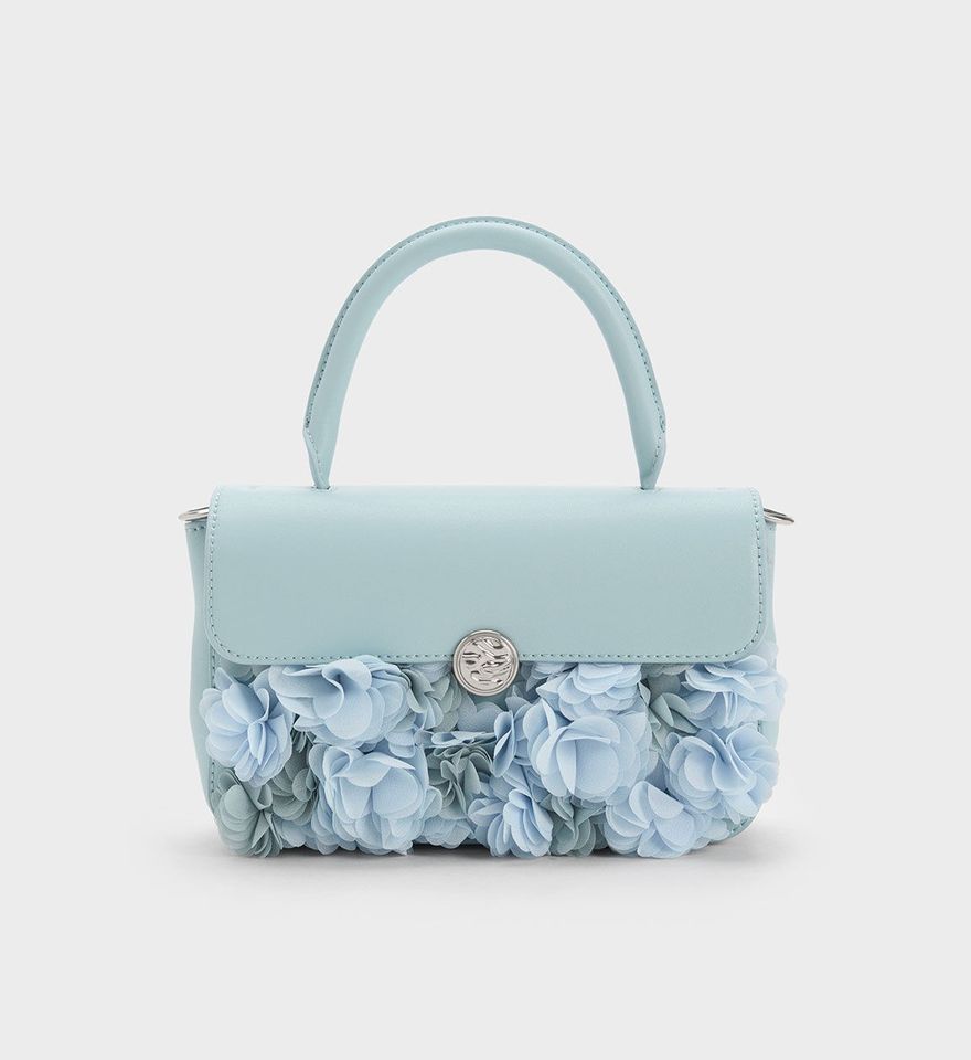 Túi xách Charles & Keith Floral Mesh Top Handle Bag CK2-50671505 Light Blue