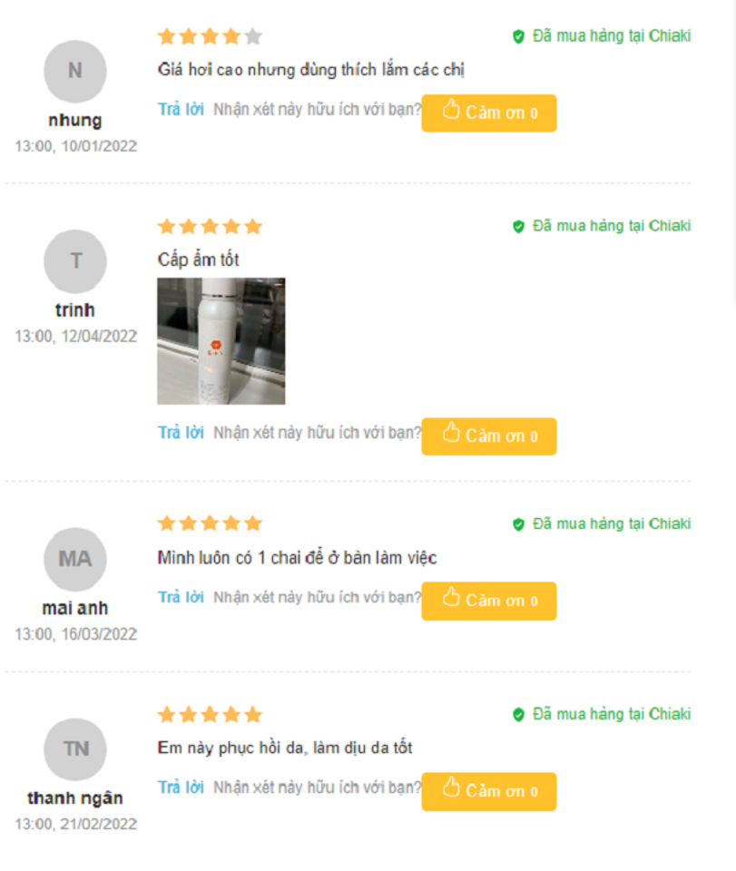 Đ&aacute;nh gi&aacute; xịt kho&aacute;ng A.C.Care từ người d&ugrave;ng