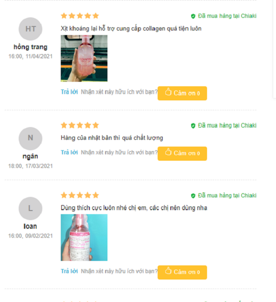 Đ&aacute;nh gi&aacute; xịt kho&aacute;ng Collagen Hadanomy từ người d&ugrave;ng