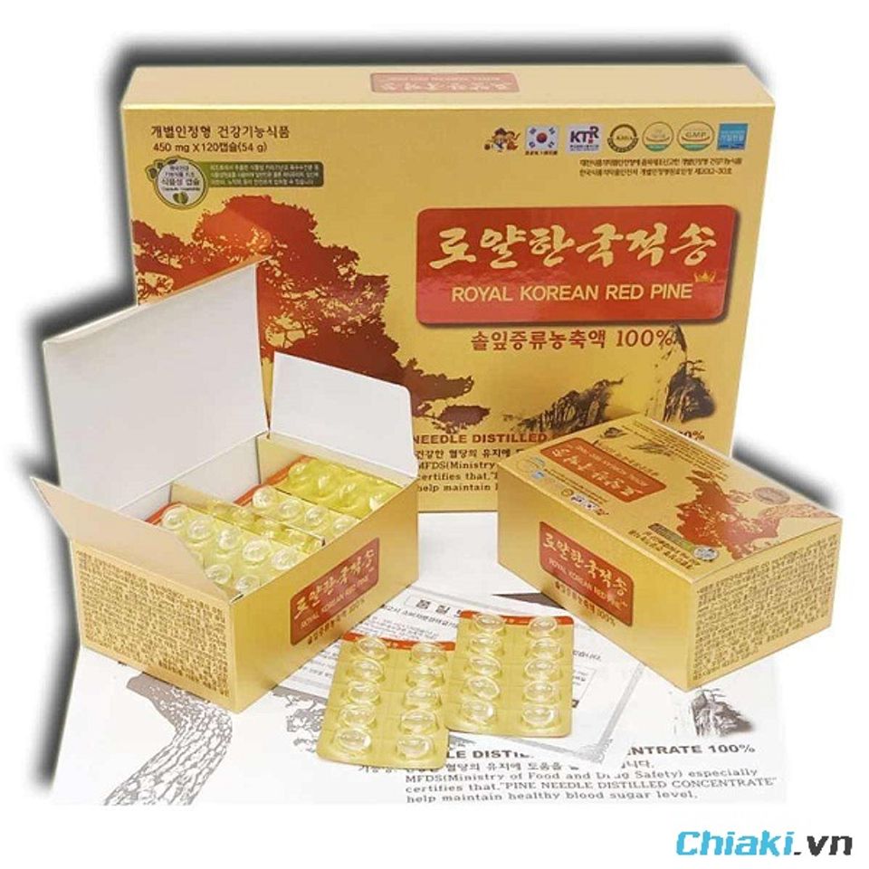 Tinh dầu th&ocirc;ng đỏ Ho&agrave;ng Gia Royal Korean Red Pine H&agrave;n Quốc hộp 120 vi&ecirc;n