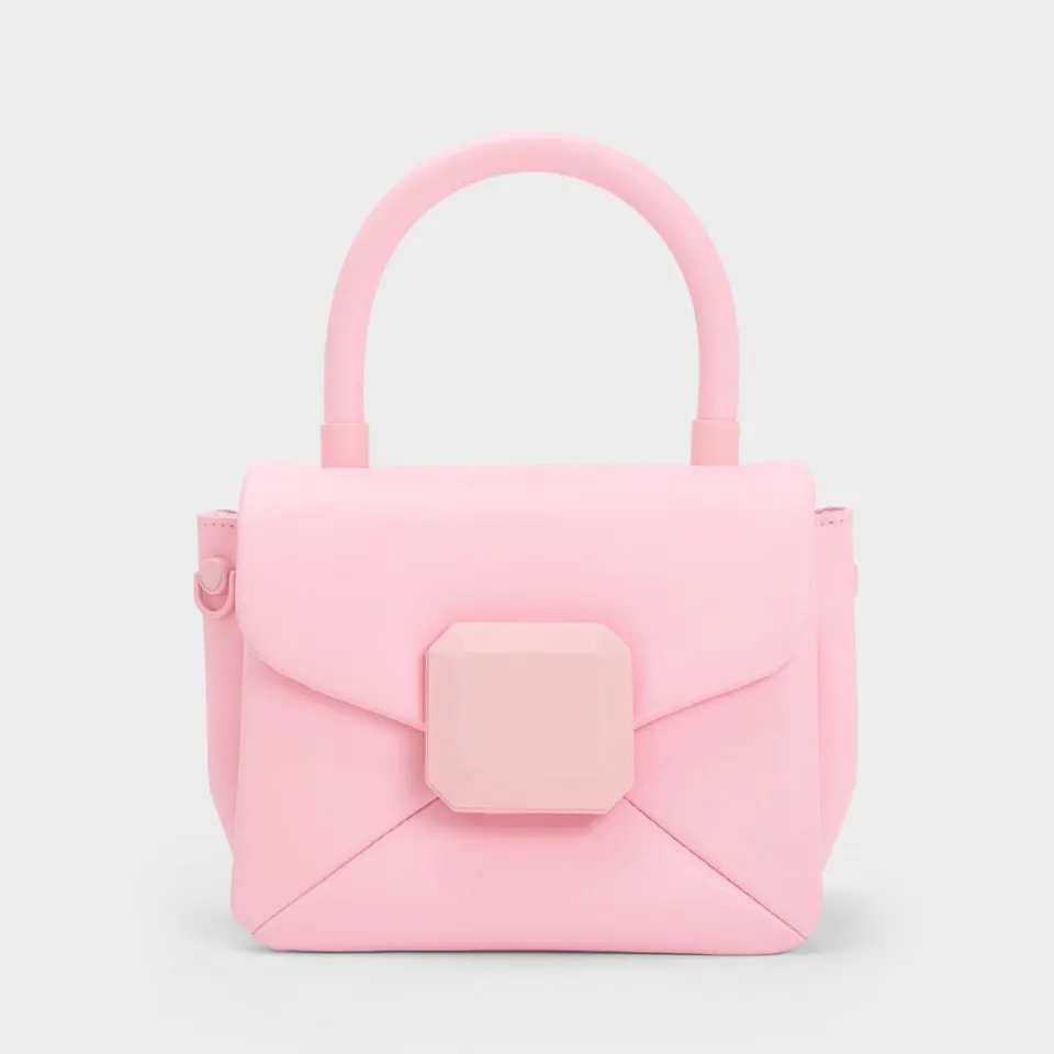 Túi Charles & Keith Geometric Push-Lock Top Handle Bag CK2-50151254 Light Pink