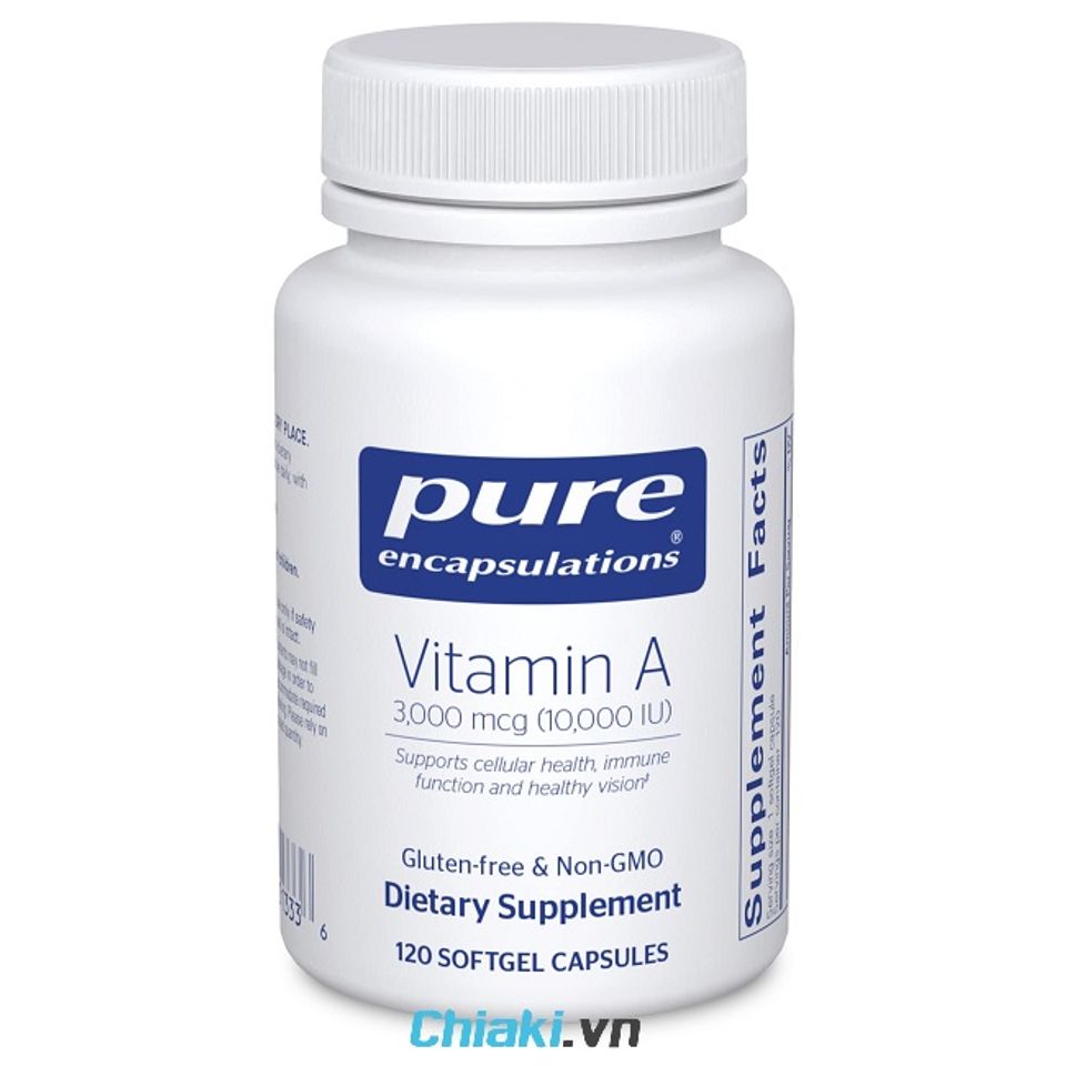 Vi&ecirc;n uống Pure Encapsulations Vitamin A 10.000 IU hỗ trợ thị lực
