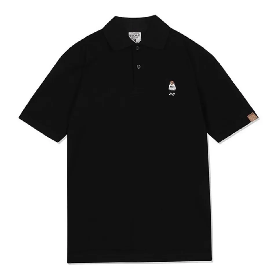 Áo polo Whoau Steve Short Sleeve Collar T-Shirt WHHAC2414U Black