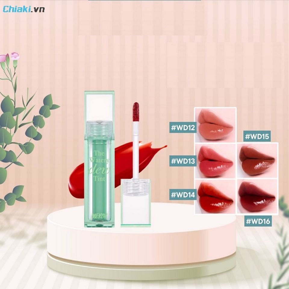 Bảng m&agrave;u son Merzy The Watery Dew Tint Ver 3 c&oacute; 5 m&agrave;u