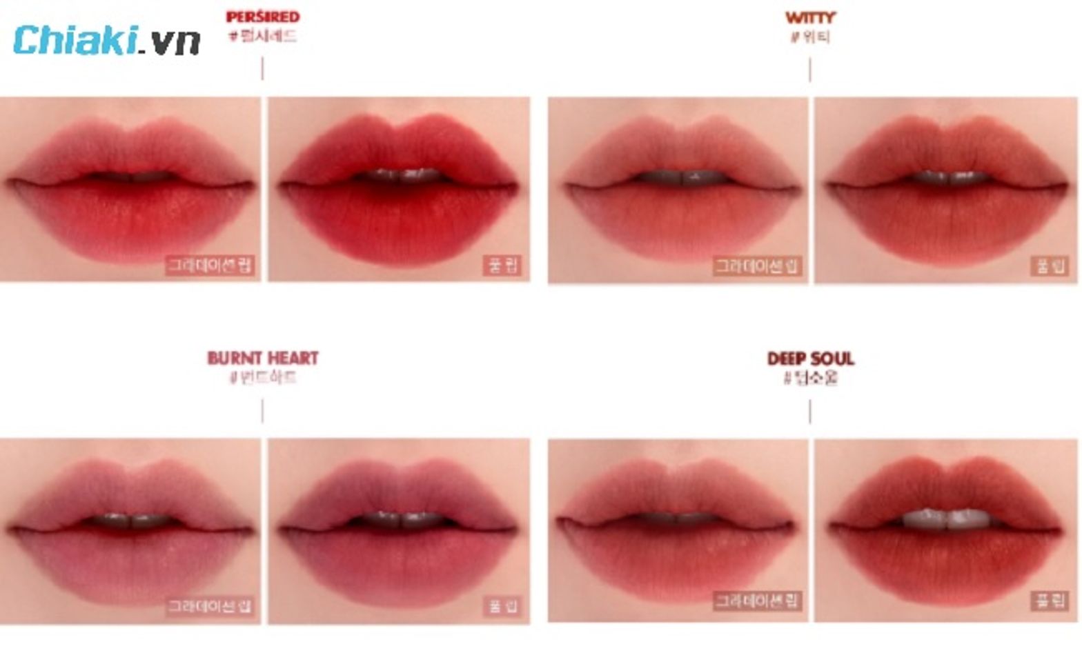 Bảng m&agrave;u son kem l&igrave; Romand Zero Velvet Tint được swatch tr&ecirc;n m&ocirc;i