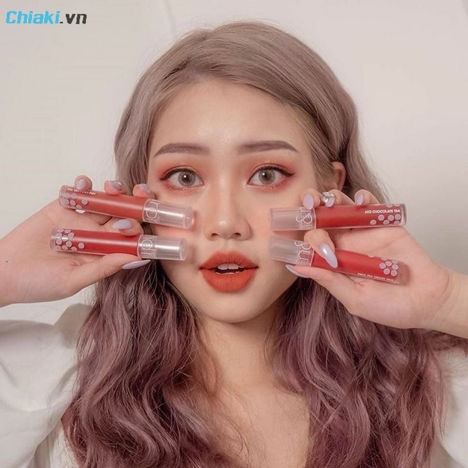 Son Romand Milk Tea Velvet Tint thiết kế như cốc tr&agrave; sữa