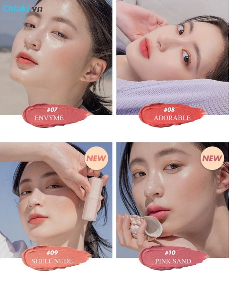 bảng m&agrave;u son Romand Zero Matte Lipstick th&iacute;ch hợp m&ugrave;a h&egrave; năng động