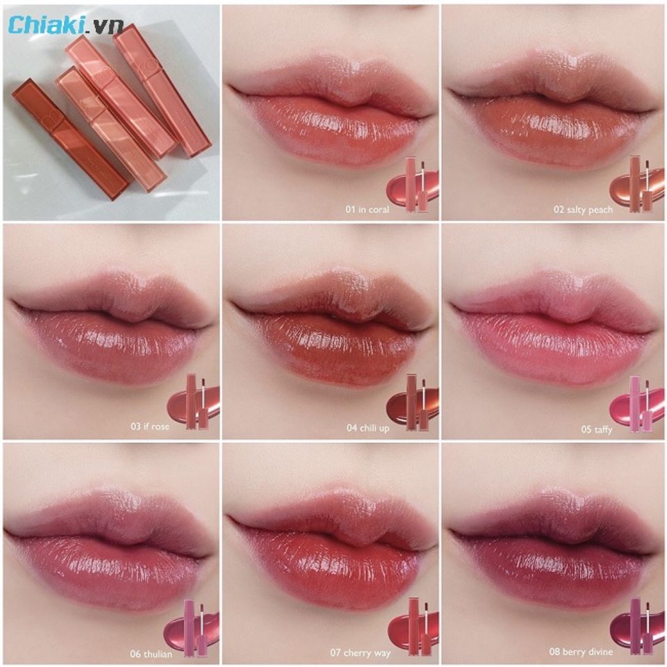 Bảng m&agrave;u Romand Dewyful Water Tint c&oacute; m&agrave;u sắc ngọt ng&agrave;o
