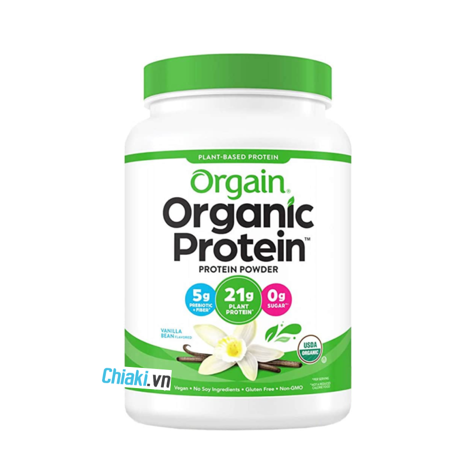 Bột protein hữu cơ Orgain Organic Protein hộp 1.22kg (vị vani)