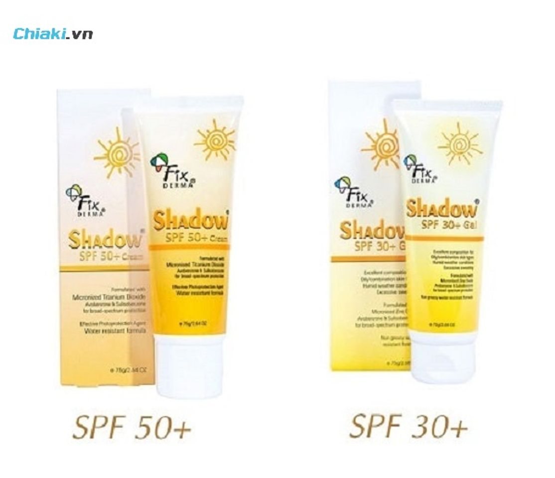So s&aacute;nh kem chống nắng Fixderma dạng gel v&agrave; dạng kem