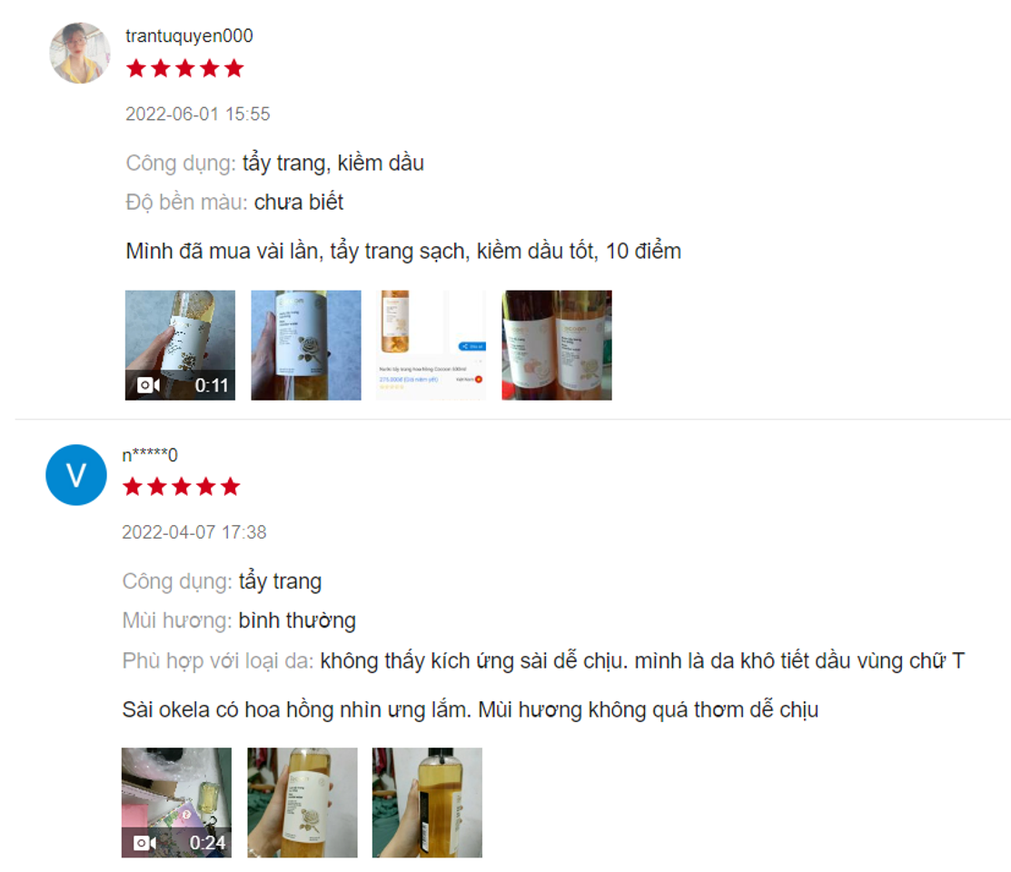 Nước tẩy trang hoa hồng Cocoon review từ ph&iacute;a người d&ugrave;ng