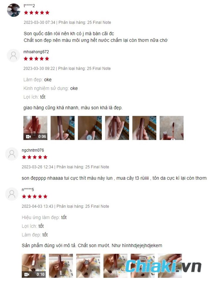 Review son Bbia m&agrave;u 25 từ người sử dụng