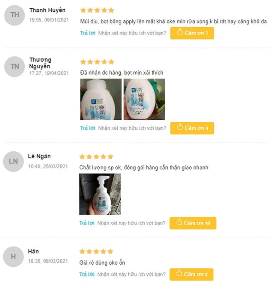đánh giá của người dùng về Sữa rửa mặt Hada labo tạo bọt