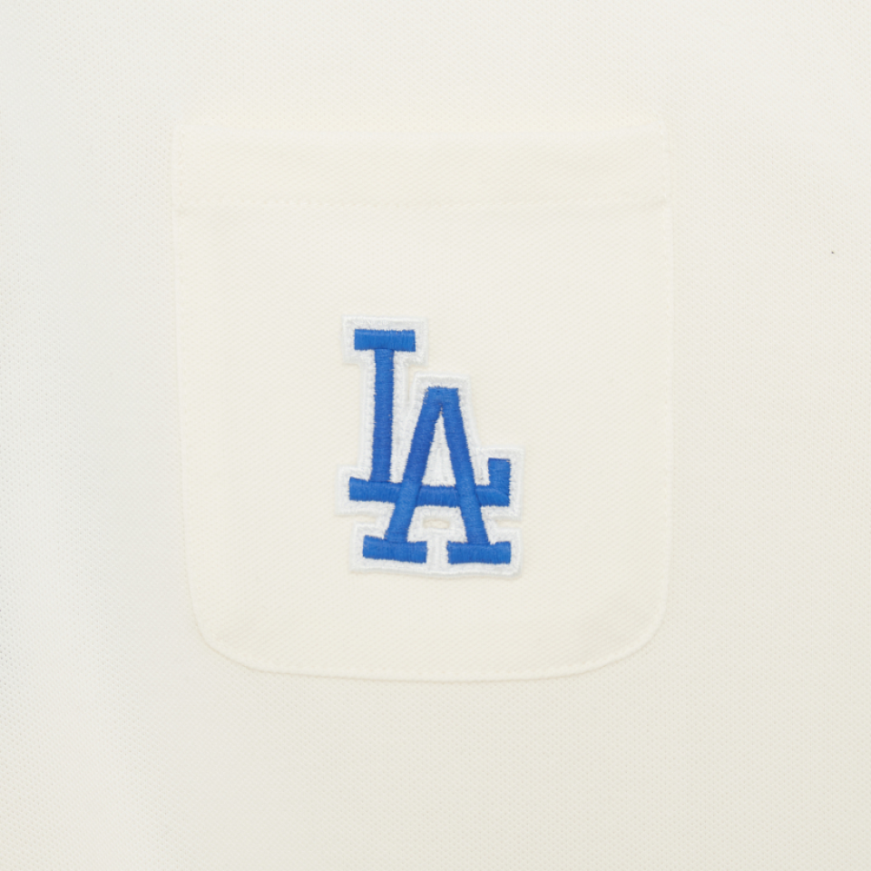 Áo polo MLB LA Dodgers 3FPQM0433-07CRS màu kem
