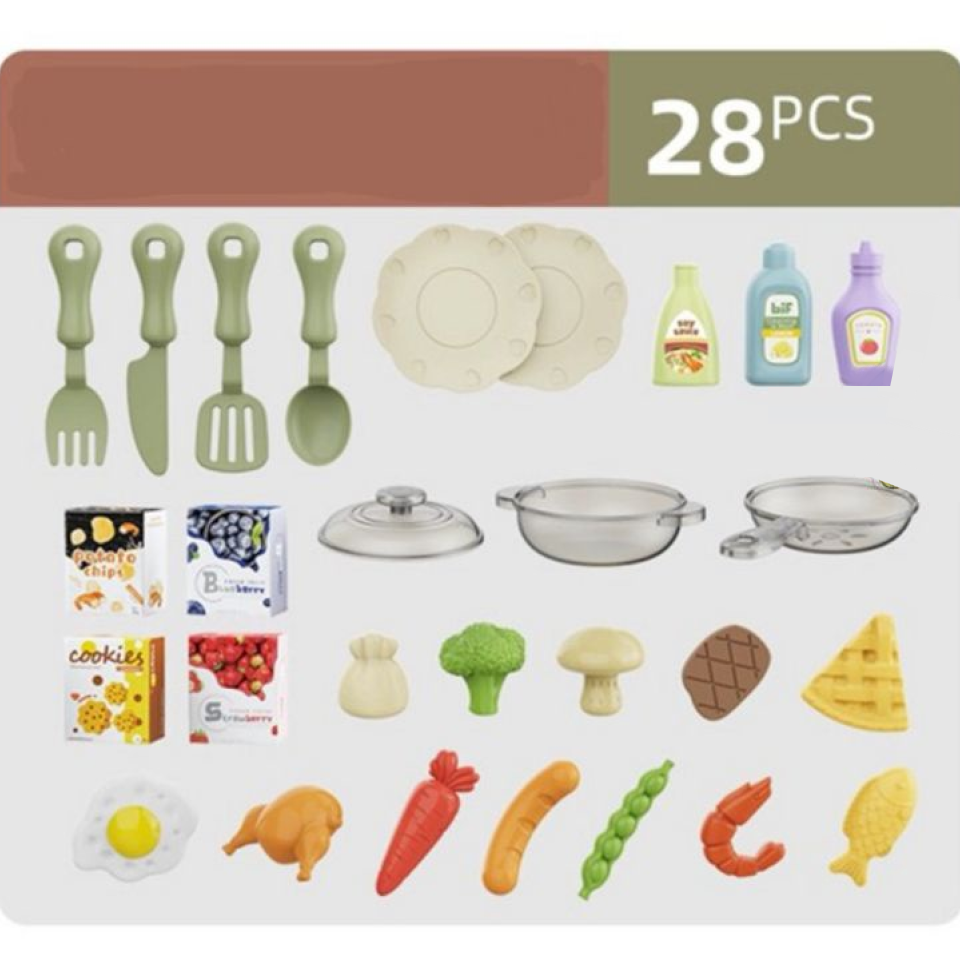 Bộ đồ chơi nấu ăn nhà bếp 28 chi tiết có âm thanh cho bé
