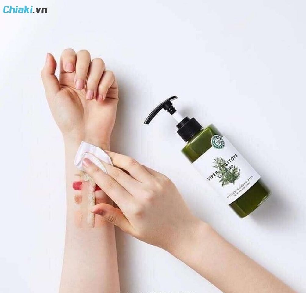 sữa rửa mặt rau củ quả thải độc Super Vegitoks Cleanser c&oacute; khả năng tẩy trang đến 70%