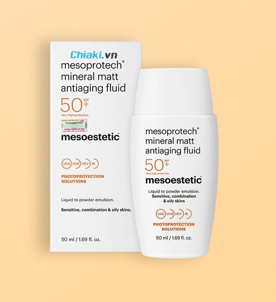 Review kem chống nắng Mesoestetic Mineral Matt Antiaging Fluid SPF50+