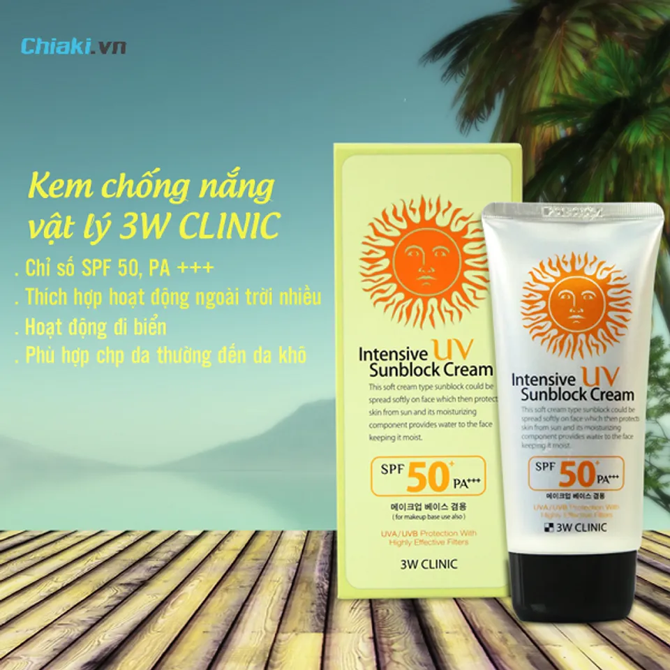 Kem kháng nắng và nóng Intensive Uv Sunblock Cream 3W Clinic