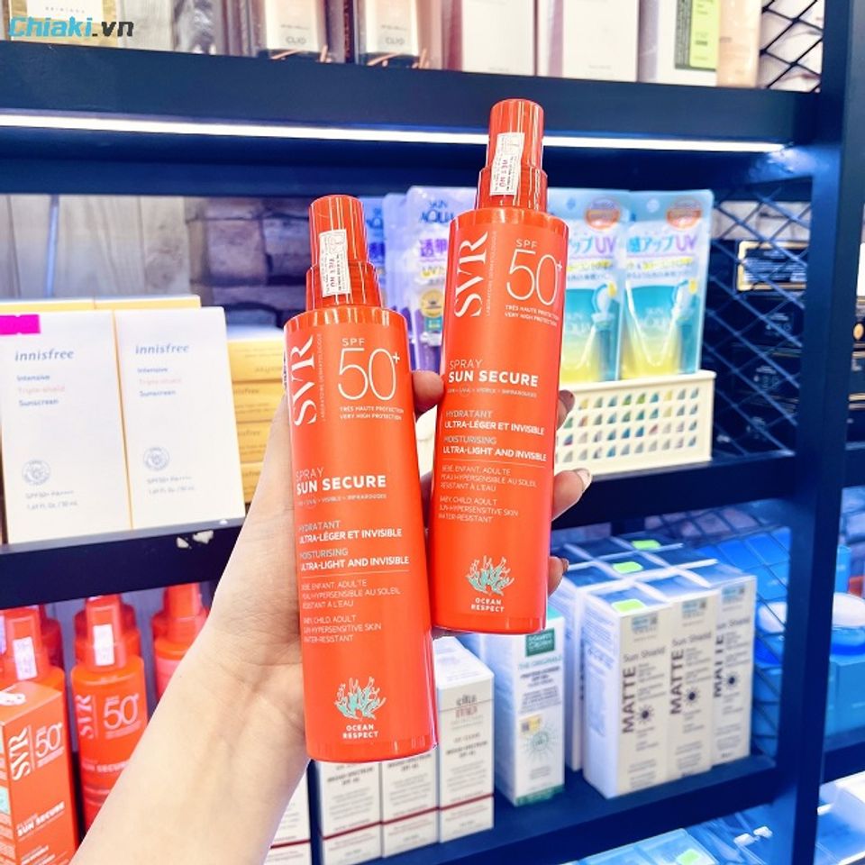 Kem chống nắng SVR dạng xịt Sun Secure Spray SPF50+ cho mặt v&agrave; body