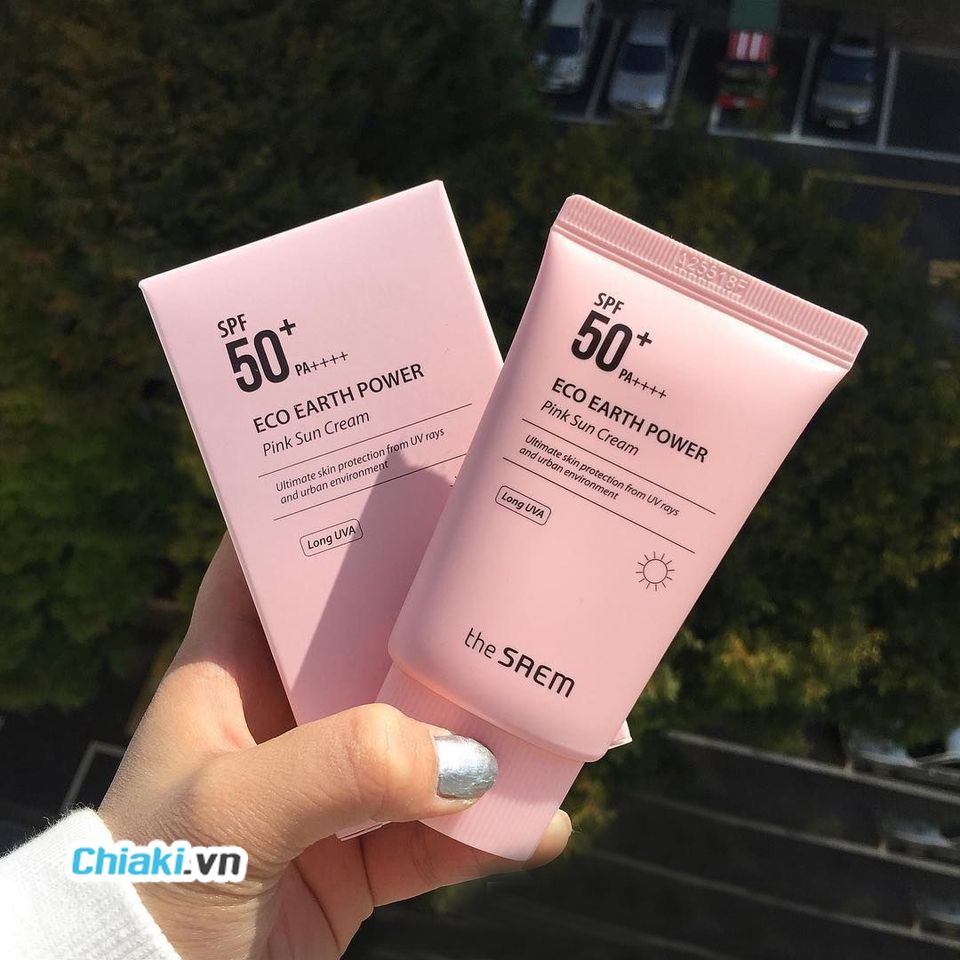Kem Chống Nắng The SAEM Earth Power SPF 50+ m&agrave;u hồng