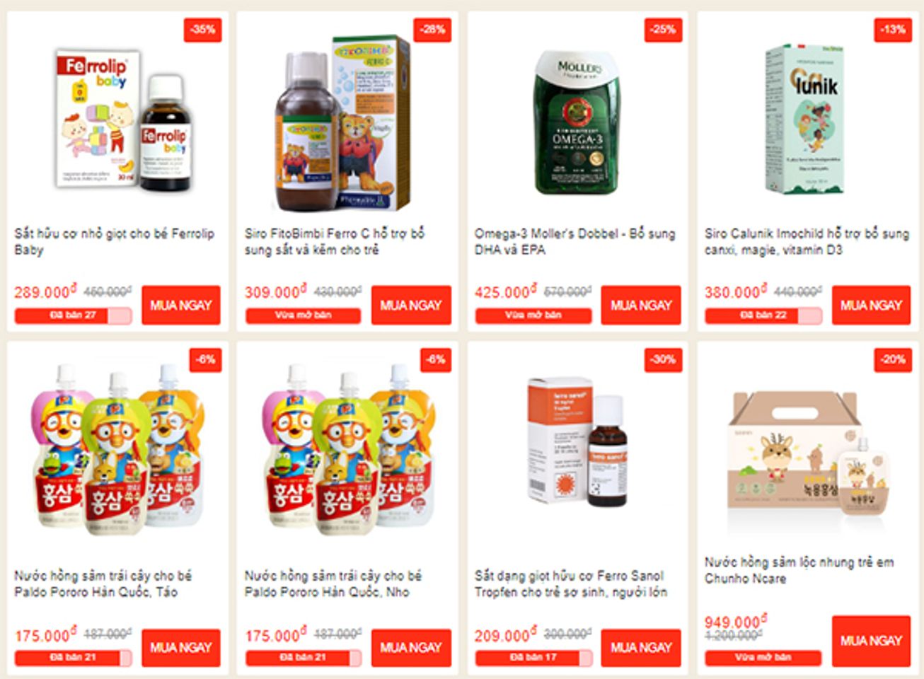 sale c&aacute;c loại thực phẩm chức năng cho b&eacute;