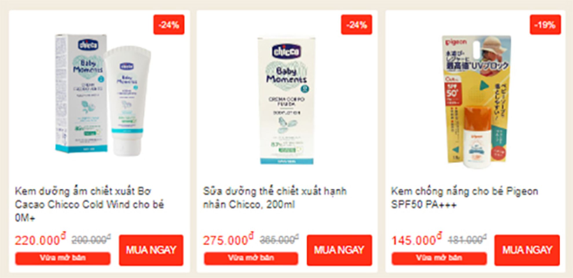 sale c&aacute;c loại mỹ phẩm cho b&eacute;