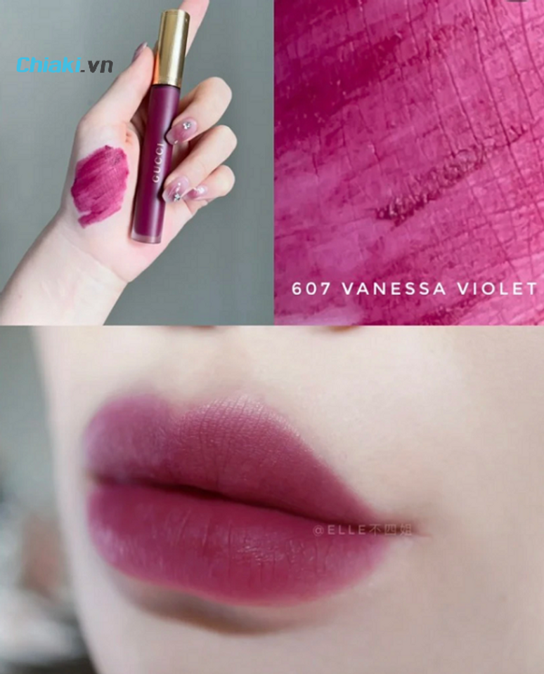 Son kem l&igrave; Gucci 607 Vanessa Violet m&agrave;u hồng mận