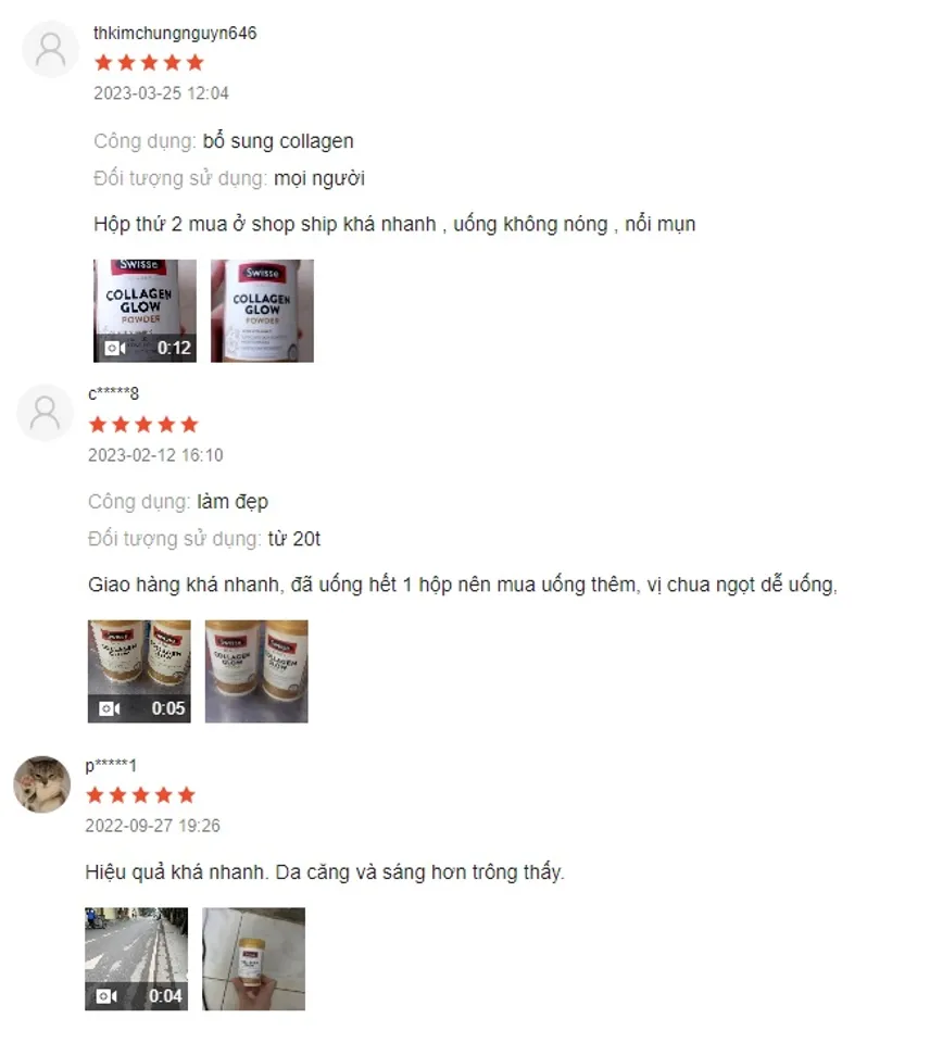 Review Collagen Swisse dạng bột từ người sử dụng