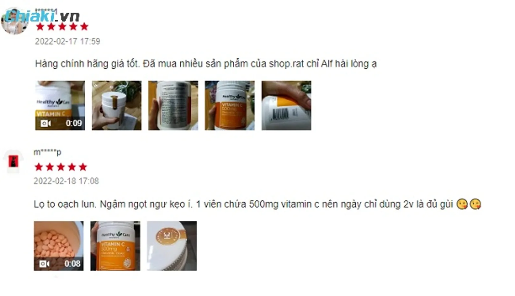 Review vitamin C Healthy Care từ người mua hàng