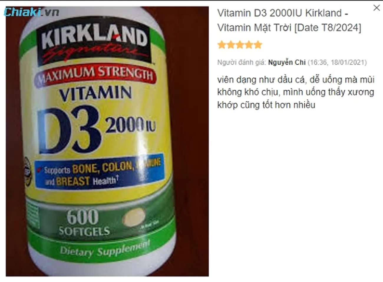 Review Vitamin D3 2000 IU Kirkland từ phía khách hàng sử dụng