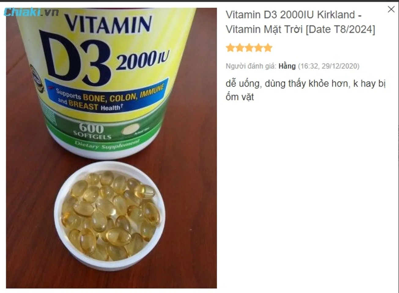 Review Vitamin D3 2000 IU Kirkland từ phía khách hàng