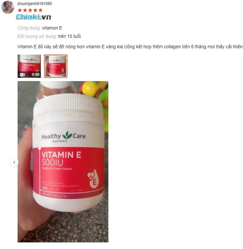 Review vitamin E Úc Healthy Care được đánh giá từ người khách hàng Chiaki