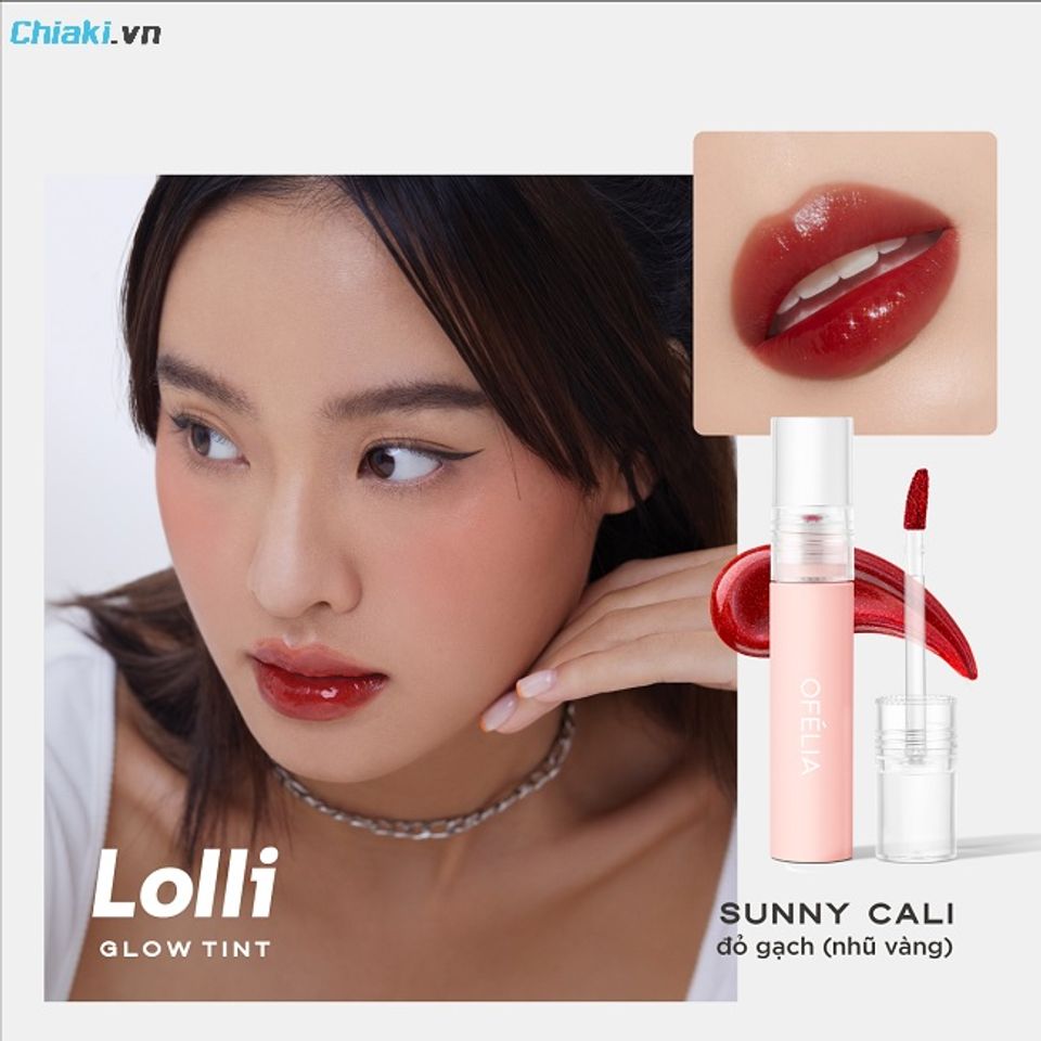 Son kh&ocirc;ng d&iacute;nh ly OF&Eacute;LIA Lolli Glow Tint ( m&agrave;u Sunny Cali )