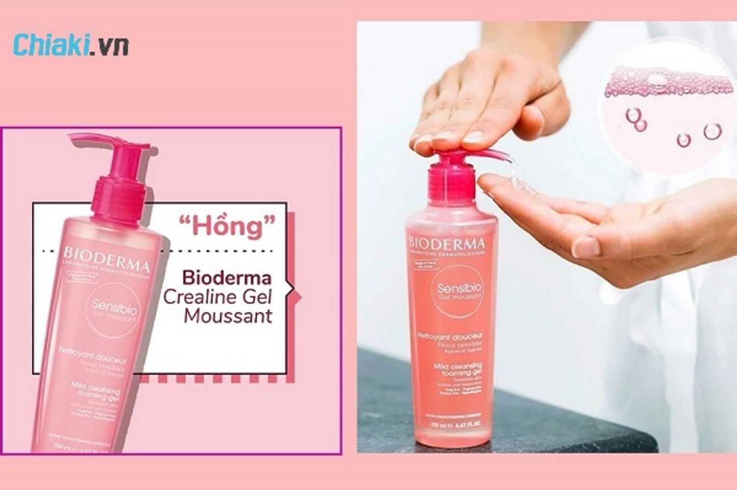 Review sữa rửa mặt Bioderma hồng Sensibio H20 Gel Moussant cho da nhạy cảm